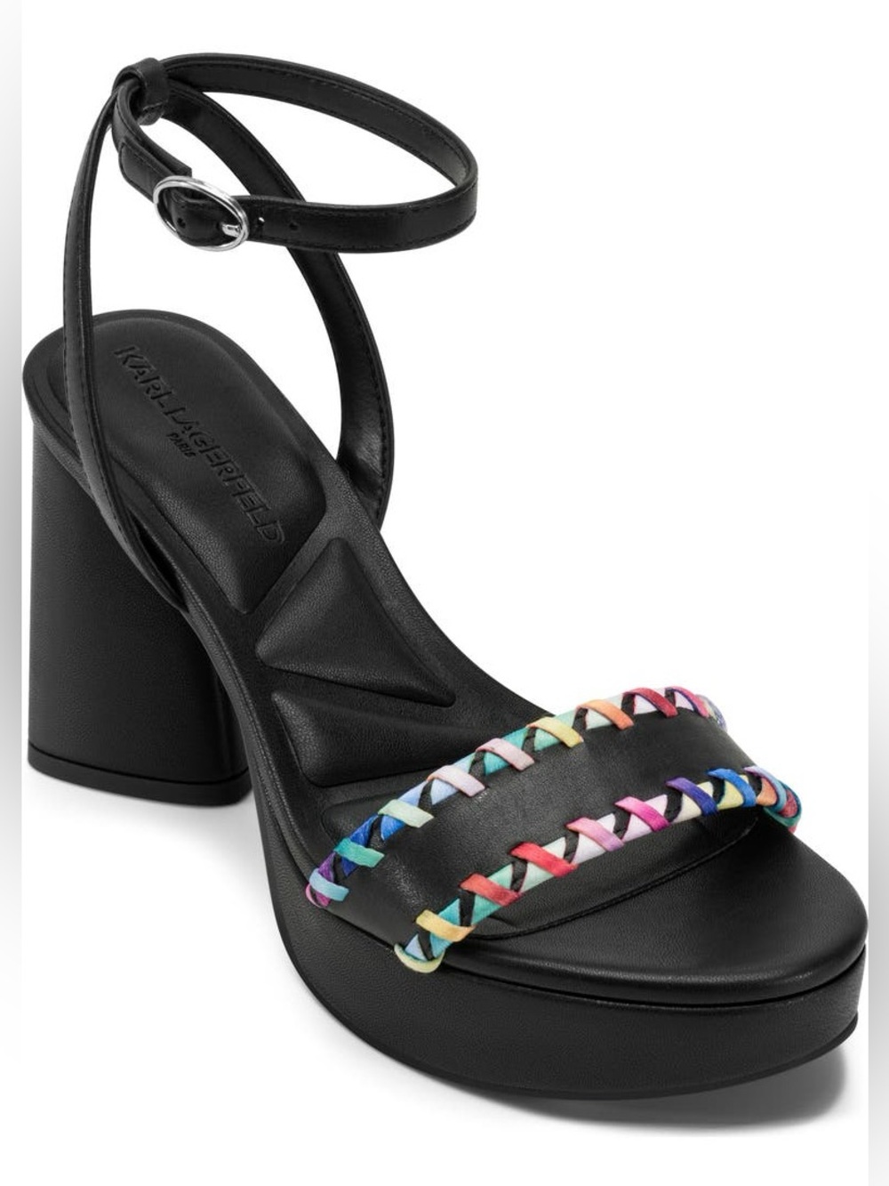 Karl lagerfeld Haden ankle strap heel platform sandal black 8